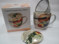 ZEBRA MUSIC PORCELANOWY KUBEK Z ZAPARZACZEM SKRZYPCE