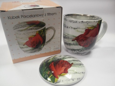 ZEBRA MUSIC PORCELANOWY KUBEK Z ZAPARZACZEM NUTY