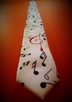 ZEBRA MUSIC KRAWAT BIAŁY Z NUTAMI