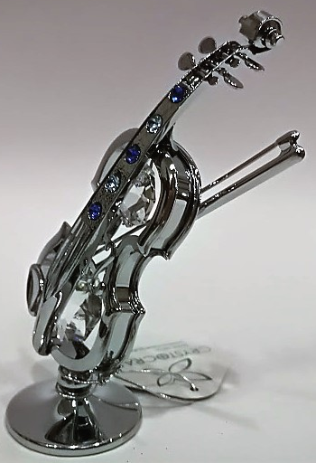 ZEBRA MUSIC MINIATUROWE SREBRNE SKRZYPCE Z KRYSZTAŁAMI SWAROVSKIEGO 0346