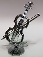 ZEBRA MUSIC MINIATUROWE SREBRNE SKRZYPCE Z KRYSZTAŁAMI SWAROVSKIEGO 0346