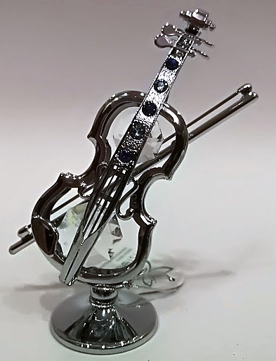 ZEBRA MUSIC MINIATUROWE SREBRNE SKRZYPCE Z KRYSZTAŁAMI SWAROVSKIEGO 0346