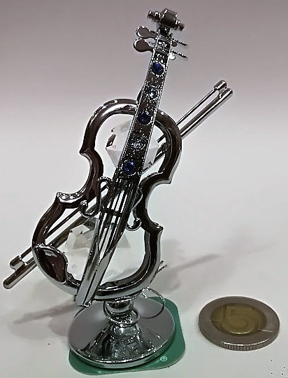 ZEBRA MUSIC MINIATUROWE SREBRNE SKRZYPCE Z KRYSZTAŁAMI SWAROVSKIEGO 0346