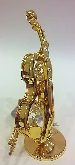 ZEBRA MUSIC MINIATUROWE ZŁOTE SKRZYPCE Z KRYSZTAŁAMI SWAROVSKIEGO 0261