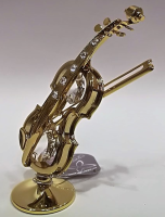 ZEBRA MUSIC MINIATUROWE ZŁOTE SKRZYPCE Z KRYSZTAŁAMI SWAROVSKIEGO 0261
