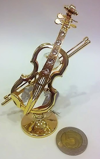 ZEBRA MUSIC MINIATUROWE ZŁOTE SKRZYPCE Z KRYSZTAŁAMI SWAROVSKIEGO 0261