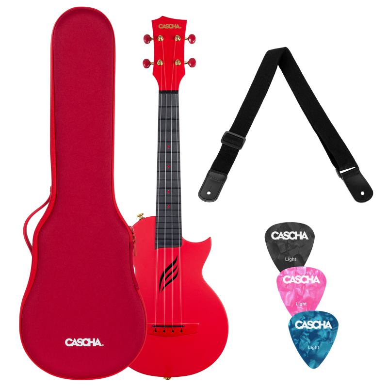 CASCHA HH 2280 CARBON FIBRE RED SET UKULELE KONCERTOWE