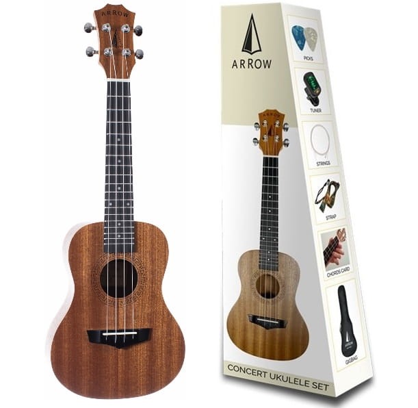 ARROW MH10 SAPELE CONCERT UKULELE SET UKULELE KONCERTOWE Z ZESTAWEM AKCESORIÓW