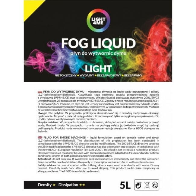 LIGHT4ME PŁYN DO DYMU MGŁY DYMIARKI LEKKI LIGHT 5L