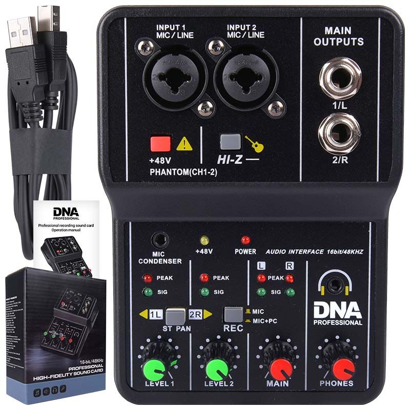 DNA MIX 2 MIKSER ANALOGOWY 2-KANAŁOWY Hi-Z INTERFEJS AUDIO USB