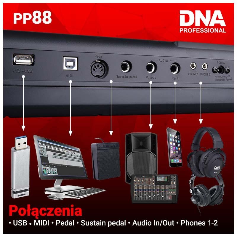 DNA PP 88 PIANINO CYFROWE PEŁNOWYMIAROWE KEYBOARD