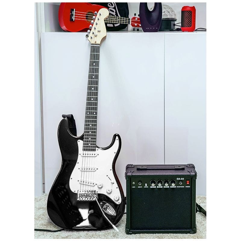NN EG SET BK ZESTAW GITAROWY GITARA ELEKTRYCZNA STRAT CZARNA