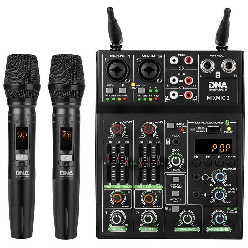 DNA MIXMIC 2 MIKSER AUDIO USB BLUETOOTH + MIKROFONY BEZPRZEWODOWE ZESTAW
