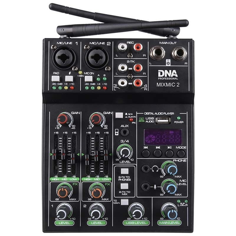 DNA MIXMIC 2 MIKSER AUDIO USB BLUETOOTH + MIKROFONY BEZPRZEWODOWE ZESTAW
