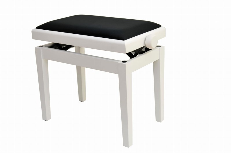 AMBRA PB-4 BIAŁA ŁAWA DO PIANINA DREWNIANA DĘBOWA REGULOWANA