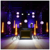 DNA DJ BOOTH BK CZARNY STÓŁ STANOWISKO DJ PODŚWIETLANA TABLICA LED RGB DŁUGOPISY POKROWIEC