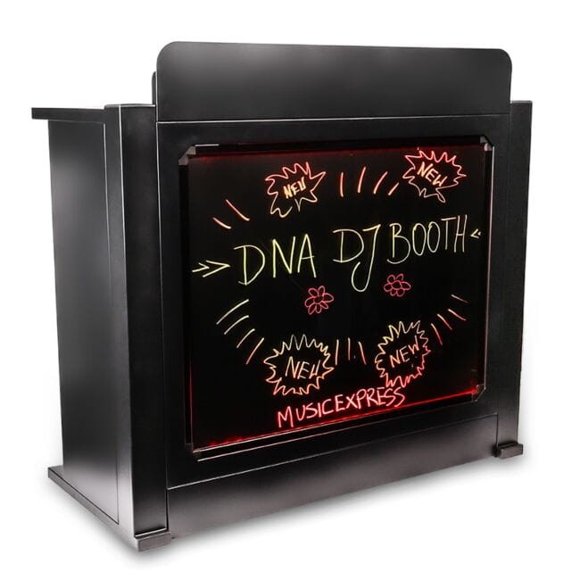 DNA DJ BOOTH BK CZARNY STÓŁ STANOWISKO DJ PODŚWIETLANA TABLICA LED RGB DŁUGOPISY POKROWIEC