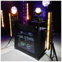 DNA DJ BOOTH BK CZARNY STÓŁ STANOWISKO DJ PODŚWIETLANA TABLICA LED RGB DŁUGOPISY POKROWIEC