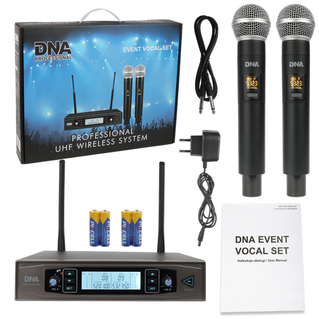 DNA EVENT VOCAL SET BEZPRZEWODOWY SYSTEM MIKROFONOWY DWA DO RĘKI