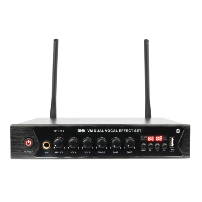 DNA VM DUAL VOCAL EFFECT SET DWA MIKROFONY BEZPRZEWODOWE DO RĘKI USB BLUETOOTH 518-542 MHz