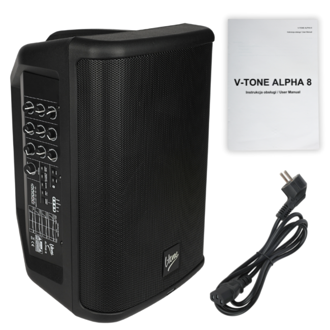 V-TONE ALPHA 8 KOLUMNA AKTYWNA AKUMULATOROWA 8 BLUETOOTH TWS DSP AUX 95W RMS WBUDOWANY MIKSER