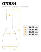 ORTEGA ONB34 POKROWIEC DO GITARY KLASYCZNEJ 3/4 OCIEPLANY