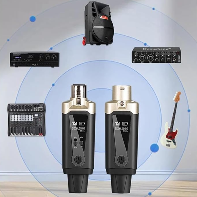 DNA WXLR1 BEZPRZEWODOWY SYSTEM TRANSMISJI AUDIO UHF NADAJNIK ODBIORNIK USB-C +48V PHANTOM ADAPTERY ZESTAW