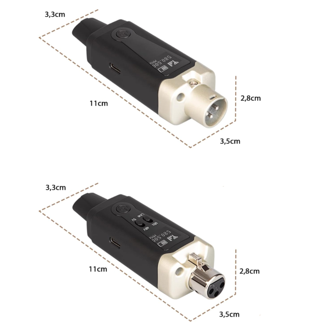 DNA WXLR1 BEZPRZEWODOWY SYSTEM TRANSMISJI AUDIO UHF NADAJNIK ODBIORNIK USB-C +48V PHANTOM ADAPTERY ZESTAW