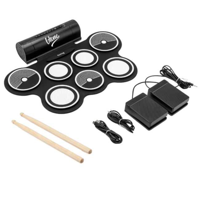 V-TONE RD7 PERKUSJA ELEKTRONICZNA ZWIJANA USB-C AUX 7 PADÓW PEDAŁY GŁOŚNIKI PAŁECZKI ZESTAW