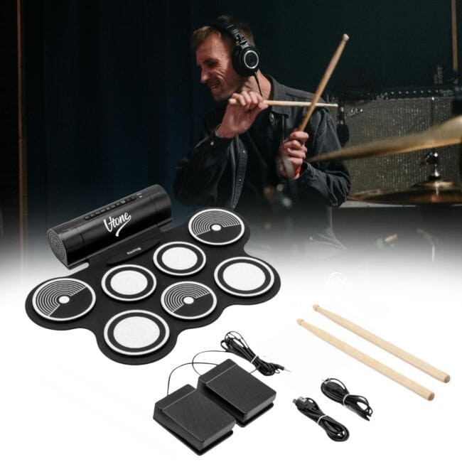V-TONE RD7 PERKUSJA ELEKTRONICZNA ZWIJANA USB-C AUX 7 PADÓW PEDAŁY GŁOŚNIKI PAŁECZKI ZESTAW