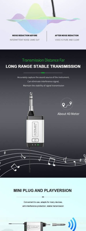 Bezprzewodowy system mikrofonowy do akordeonu Acemic Q2/AT-5