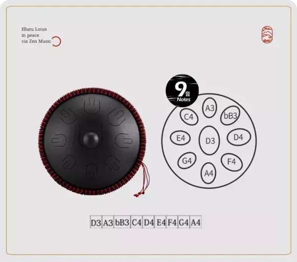 Tongue drum Hluru TAH9-14-InkBlack 9 ton 14"