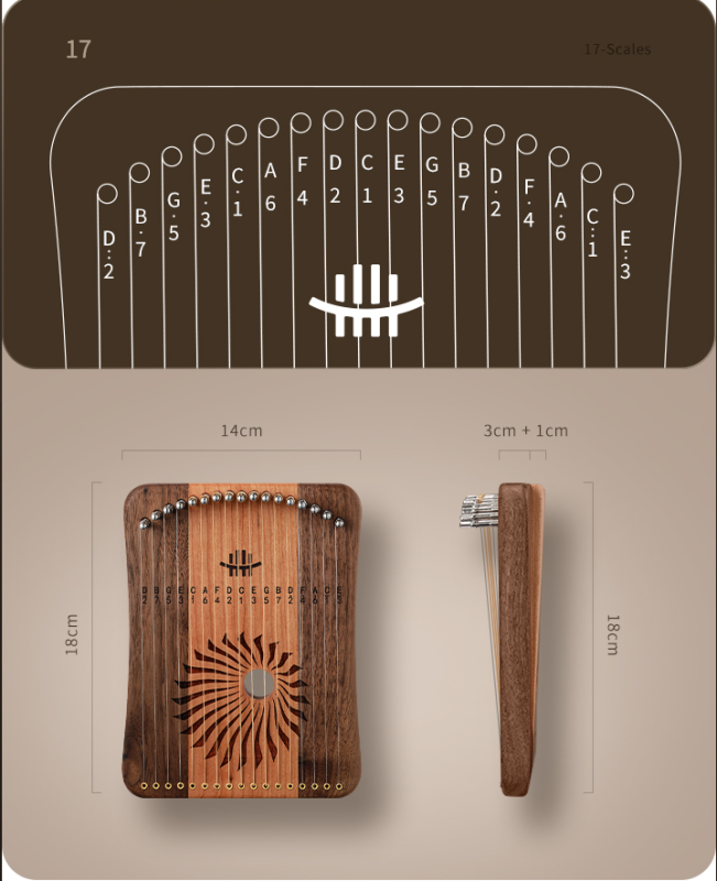 Kalyra 17 strun Hluru KL17-Maple & ZambianPad