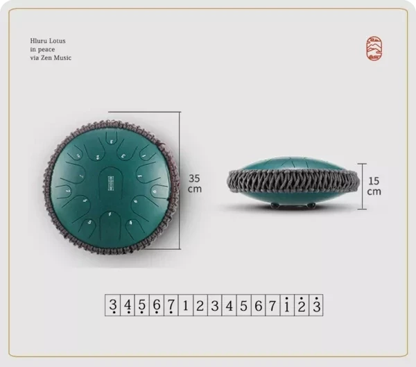 Tongue drum 15 ton 14" premium Hluru TB15-14-MineralGreen