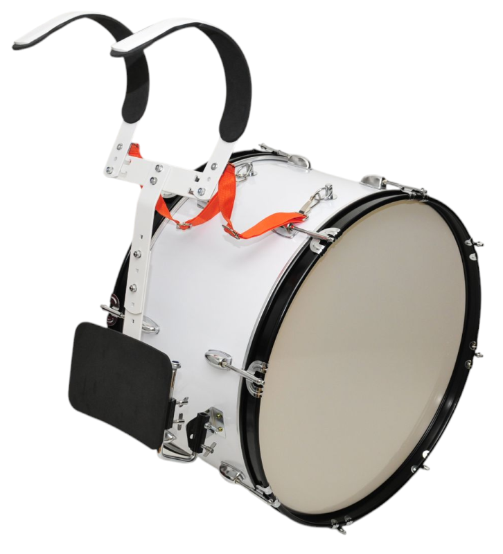 BIAŁY BĘBEN MARSZOWY 24x12" Z NOSIDŁEM AD-107