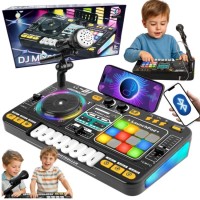 SUPRIMO DJ KID KONSOLA MIKSER DJ DLA DZIECI KONTROLER BLUETOOTH MIKROFON LED UCHWYT NAKLEJKI ZESTAW