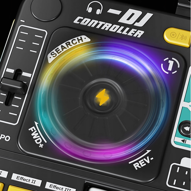 SUPRIMO DJ KID KONSOLA MIKSER DJ DLA DZIECI KONTROLER BLUETOOTH MIKROFON LED UCHWYT NAKLEJKI ZESTAW