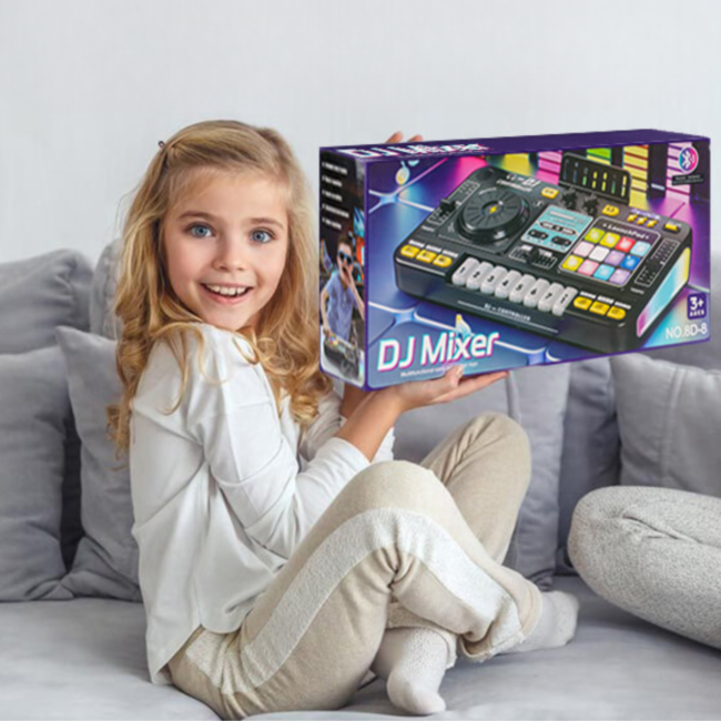 SUPRIMO DJ KID KONSOLA MIKSER DJ DLA DZIECI KONTROLER BLUETOOTH MIKROFON LED UCHWYT NAKLEJKI ZESTAW