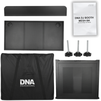 DNA DJ BOOTH MESH BK STANOWISKO DJ STÓŁ CZARNY STALOWY SIATKA PERFOROWANA OSŁONA BLATU POKROWIEC TRANSPORTOWY ZESTAW DO 50 KG