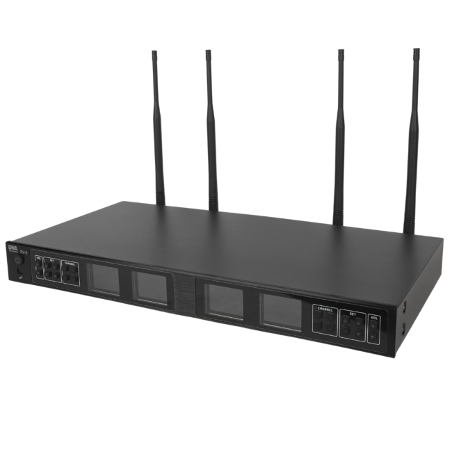 DNA RV-8 ZESTAW BEZPRZEWODOWY 8X BATERYJNY MIKROFON DORĘCZNY ODBIORNIK UHF 610-690 MHZ 8X40 KANAŁÓW