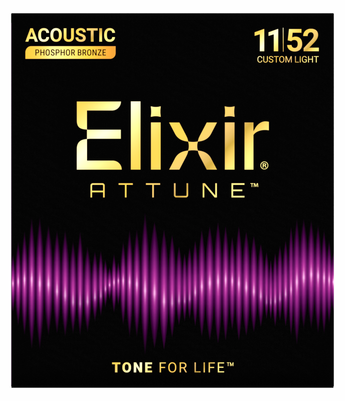 ELIXIR ATTUNE 21027 STRUNY DO GITARY AKUSTYCZNEJ PHOSPHOR BRONZE 11-52 CUSTOM LIGHT