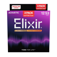 ELIXIR 16565 NANOWEB 12-53 STRUNY DO GITARY AKUSTYCZNEJ 3-PACK 11052