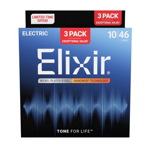 ELIXIR 16567 NANOWEB 10-46 STRUNY DO GITARY ELEKTRYCZNEJ 3-PACK 12052