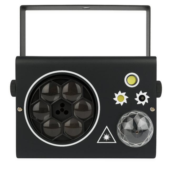 LIGHT4ME PARTY BOX-A EFEKT DYSKOTEKOWY MULTIEFEKT LED DMX 5w1 LASER STROBO KULA DISCO