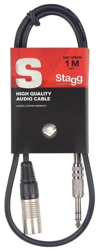 STAGG SAC1PSXM KABEL AUDIO PRZEWÓD JACK STEREO XLR MĘSKI 1m