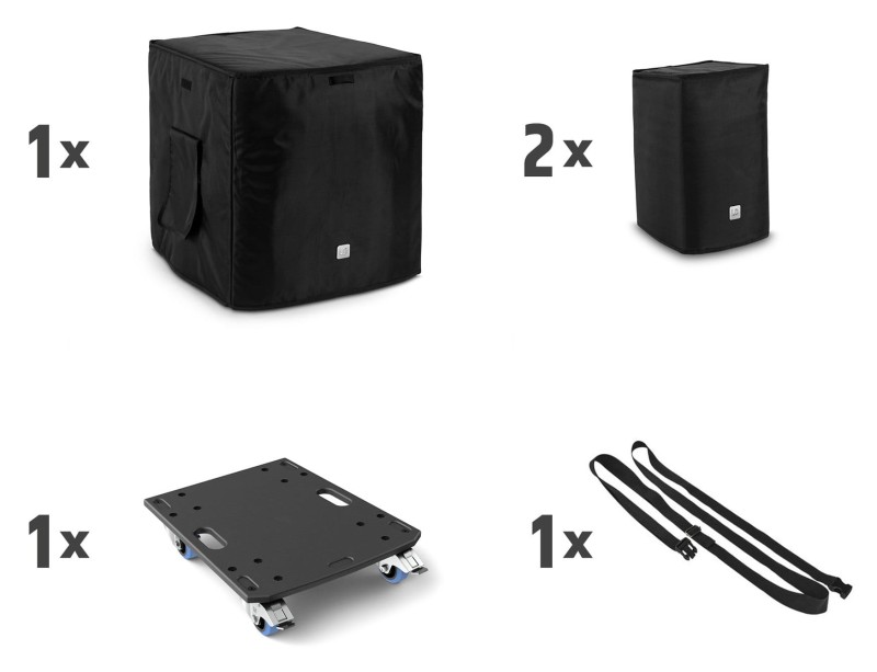 LD SYSTEMS DAVE 12 G4X BAG SET ZESTAW TRANSPORTOWY Z KÓŁKAMI I OSŁONAMI POKROWCE