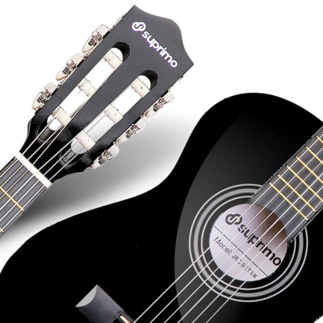SUPRIMO JRC SET BK GITARA KLASYCZNA 1/4 CZARNA PASEK ZAPASOWE STRUNY POKROWIEC TUNER AKORDY ZESTAW