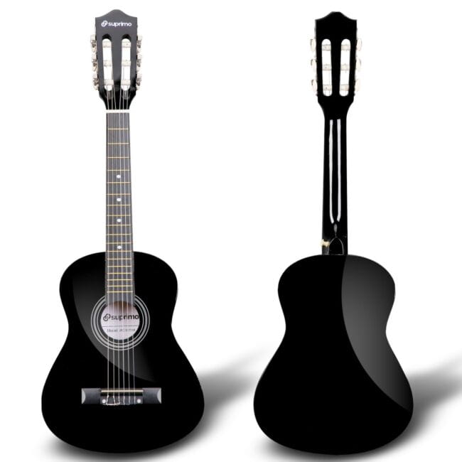 SUPRIMO JRC SET BK GITARA KLASYCZNA 1/4 CZARNA PASEK ZAPASOWE STRUNY POKROWIEC TUNER AKORDY ZESTAW