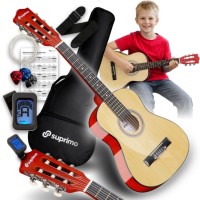 SUPRIMO JRC SET NT GITARA KLASYCZNA 1/4 NATURALNA PASEK ZAPASOWE STRUNY POKROWIEC TUNER AKORDY ZESTAW