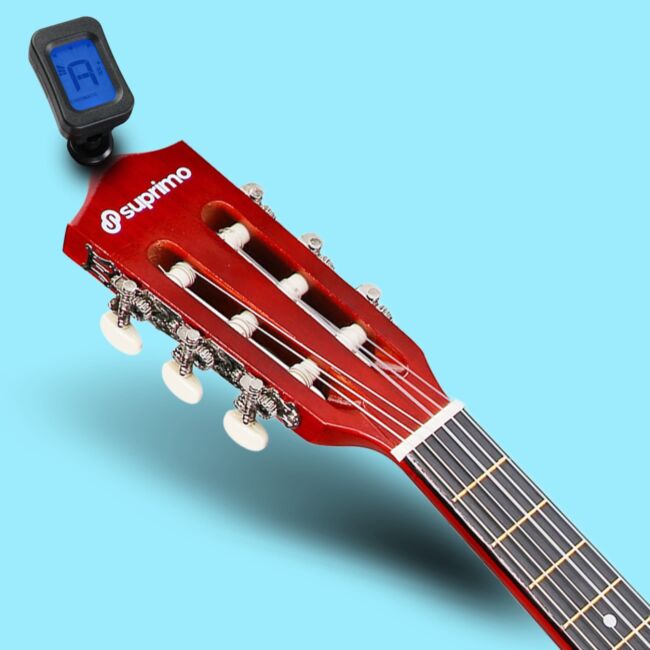 SUPRIMO JRC SET SB GITARA KLASYCZNA 1/4 SUNBURST PASEK ZAPASOWE STRUNY POKROWIEC TUNER AKORDY ZESTAW